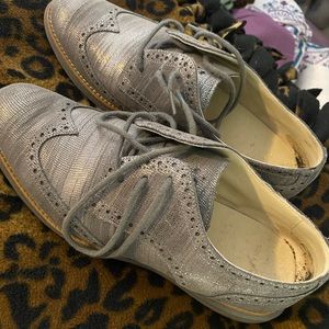 Women’s Cole Haan shimmery gray wingtips